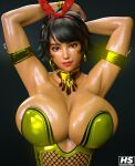 1girl 3d 3d_artwork arms_up athletic athletic_female bandai_namco big_breasts black_hair breasts brown_skin brown_skinned_female duo_gale female_only femme_fatale hagiwara_studio hair huge_breasts insanely_hot josie_rizal namco namco_bandai naughty seductive seductive_look short_hair tekken tekken_7 twitter upper_body video_game video_game_character video_game_franchise video_games voluptuous voluptuous_female x