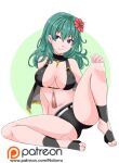  1girl 1girl 1girl alluring alternate_costume alternate_hair_color bikini black_bikini black_swimsuit byleth_(fire_emblem) byleth_(fire_emblem)_(female) byleth_(summer)_(fire_emblem)_(female) fire_emblem fire_emblem:_three_houses hair_flower medium_breasts nintendo noboru_revista official_alternate_costume swimsuit teal_hair 