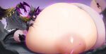  1girl areola big_breasts breasts dragon dragon_girl enormous_breasts giantess gigantic_breasts huge_ass huge_breasts huge_thighs hyper hyper_breasts large_areolae nipples paizuri purple_eyes purple_hair thick_thighs wowowo-chan 