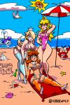  beach breasts crab dolphin hakkwolf nintendo princess_daisy princess_peach rosalina seagull sun 