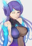  1girl alluring big_breasts blue_hair brighid brighid_(xenoblade) gatchan long_hair nintendo nipple_peek wink xenoblade_(series) xenoblade_chronicles_2 