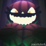  1girl 1girl five_nights_at_freddy&#039;s holding_breasts jack_o_pumpkin_(fnaf) looking_at_viewer pumpkin pumpkin_girl pumpkin_head 