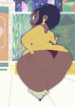 1girl 1girl 1girl ass ass ass_focus bbw better_version_at_source big_ass big_ass black_hair bottomwear bubble_ass bubble_butt christine_bluestone dark-skinned_female dark_skin dress earrings eyelashes female_only gheyblin high_heels huge_ass huge_ass jay_ward_productions lipstick mature_female mr._peabody_and_sherman panties rear_view seductive seductive_look seductive_smile short_hair sniffable_ass solo_female the_mr._peabody_and_sherman_show thick_legs thick_thighs topwear wide_hips