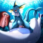  1boy 1girl ai_generated aquatic_dragon big_penis blush bodily_fluids bulge canid cowgirl_position creampie cum cum_in_pussy cum_in_uterus cum_in_water cum_inside deep_penetration detailed_background dragon duo eeveelution female feral generation_1_pokemon generation_2_pokemon genital_fluids genitals glistening glistening_body high_res huge_cock hydra_(director) interspecies larger_male legendary_pokemon lugia male male/female mammal marine nintendo nippleless open_mouth orgasm_face penetration penis pokemon pokemon_(species) pussy sex size_difference straight underwater underwater_sex uterus vaginal_penetration vaporeon water 