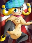 1girl 1girl anthro blonde_hair blue_eyes breasts buckteeth cartoon_network clothed clothing eurotrish flag flag_(object) footwear foster's_home_for_imaginary_friends genitals hair hat headgear headwear high_res imaginary_friend lechugansfw legwear mammal partially_clothed pussy rodent shoes simple_background stockings teeth united_kingdom