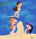  1girl 3_girls aged_up candace_flynn disney female_only helix human isabella_garcia-shapiro multiple_females nipples phineas_and_ferb vanessa_doofenshmirtz 