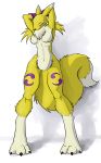 1_anthro 1_female 1_female_anthro 1_girl 3_toes anthro anthro_canine anthro_fox anthro_vixen arm_warmers arms_above_head breasts canine chest_tuft closed_eyes detached_sleeves digimon featureless_crotch female female_anthro female_anthro_fox female_renamon fox fur furry nude renamon shadow solo standing tail toei_animation vixen white_fur wide_hips yellow_fur yin_yang zombiecat zombiecat_(artist)