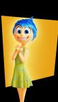 1girl ai-generated ai_assisted alex_dario animated animated_gif blue_eyes blue_hair breasts disney dress female female_focus gif green_dress inside_out joy_(inside_out) navel nipples pixar pussy short_hair simple_background small_breasts undressing younger_female