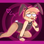 1boy ass ass blaehine blush bunny_ears bunny_tail bunnysuit femboy flirting_look flirting_with_viewer freckles gay_male gayle_holbrook heart kneel on_all_fours original original_character sexy_pose skinny strawberry_blonde_hair tongue_out twink yaoi