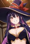 ai_generated big_breasts big_breasts grin huge_breasts idola_avorn light-skinned_female light_skin long_hair looking_at_viewer multicolored_hair purple_hair red_eyes sentai_red_ga_isekai_de_boukensha_ni_naru solo_female thick_body thick_female voluptuous voluptuous_female witch_hat yihdra_arvoln