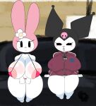 2d_(artwork) 2d_artwork 2girls angry angry_expression anthro areola_slip bare_shoulders barefoot big_breasts bikini black_eyes blush blush_stickers bottomless breasts choker cleavage clothing couch digital_media_(artwork) flower furry furry_female hair_ornament hat headwear hibiscus hood huge_breasts jacket jester jester_hat kuromi lagomorph looking_at_viewer micro_bikini my_melody on_couch onegai_my_melody open_mouth pussy savagensfw shortstack sitting skull skull_and_crossbones skull_hair_ornament smile string_bikini swimsuit teeth thick_thighs track_jacket upper_teeth_only white_fur wide_hips zipper_pull_tab