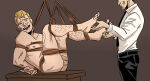 2boys bdsm blonde_hair closed_eyes clothed_male_nude_male cmnm flaccid human human_only male male_only male_tickling nude nude_male rope rope_bondage strangulationtrap tickling tickling_feet