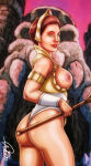arm_band artist_name artist_signature ass big_breasts bracers breasts bronxboy79 castle_grayskull filmation green_eyes leotard looking_at_viewer looking_back masters_of_the_universe red_hair side_view staff teela tiara