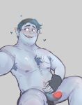 1boy barley_lightfoot blue_hair blue_nipples blue_skin blush body_hair cum_on_body drawfag drawthread_request edit elf elf_male erection facial_hair golden_eyes hat hearts looking_aside male male_only nude nude_male onward onward_(2020) pixar plain_background solo_male