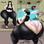 1girl anhur98 ass assquake big_ass big_breasts breasts debris destruction earthquake falling_debris gigantic_ass huge_ass huge_breasts twerking