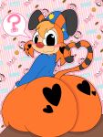 1boy 2000 :3 ? adorable anthro ass ass_focus back_view badge belt big_ass blush blush_stickers bobcat bonkers bonkers_(series) bonkers_d._bobcat bottom_heavy bottomless candy chest_tuft clothed clothing cute cute_expression diagonal_stripes digital_media_(artwork) disney disney_channel english_text floppy_ears fluffy fur gloves hair hat heart heart-shaped_pupils heart_tail high_res huge_ass large_ass long_sleeves looking_at_viewer looking_back male male_focus male_only mammal meme orange_fur pattern_background pink_background police question_mark raised_tail rear_view red_nose retro_artstyle round_ass self_upload shirt simple_background sitting sitting_on_chair solo_anthro solo_focus solo_male spotted_fur striped_background striped_tail svenniehoek tail tan_fur text thick_ass thick_thighs toony two_tone_body two_tone_fur white_background white_fur