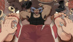 2026 abs armpit_hair barefoot closed_eyes crying crying_with_eyes_closed fake_nails feet horns indoors male_feet male_tickling muscular muscular_male pmarshyy shoes_removed tickling tickling_feet toes_tied vox_machina zerxus_ilerez