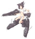 1girl animal_ears armored_core armored_core:_nexus assault_rifle beam_rifle bell black_hair breasts cat_ears cat_tail crossover energy_gun from_software gun high_laser_rifle jingle_bell karasawa_(weapon) keiryou_nikyaku kemonomimi laser_rifle low-leg_panties lowleg lowleg_panties mecha_musume metal_gear metal_gear_(series) metal_gear_rex metal_gear_solid nekomimi panties revealing_clothes rifle robot_ears shirt short_hair sniper_rifle solo striped striped_panties t-shirt tail tail_bell underboob underwear weapon wind_lift