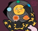  1boy balls blush don't_hug_me_i'm_scared dont_hug_me_im_scared duodenumexam eyes_half_open eyes_mostly_closed flat_colors grin half-closed_eyes male nude nude_male penis penis_out planet planets smile smiling_at_viewer solo_male tagme universe_guy_(dhmis) unusual_penis 