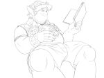 1boy 2023 aizenhower alternate_version_available barley_lightfoot chubby chubby_male facial_hair fully_clothed male male_only onward onward_(2020) pixar reading reading_book sketch smile solo_male spiked_bracelet