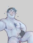 1boy alternate_version_available barley_lightfoot blue_hair blue_nipples blue_skin blush body_hair cum_on_body drawfag drawthread_request elf elf_male facial_hair flaccid golden_eyes hat hearts looking_aside male male_only nude nude_male onward onward_(2020) pixar plain_background solo_male