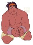 1boy 2016 black_hair captured captured_hero catsudon chubby chubby_male dark-skinned_male dark_skin handcuffs headband human hunk_(voltron_legendary_defender) male_only on_knees pleading shirtless solo_human solo_male underwear_only voltron voltron_legendary_defender