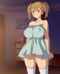  1girl amber_eyes angry babydoll bare_shoulders blonde_hair blue_dress blush bra breasts dress erect_nipple erect_nipples haha_musume_donburi haha_musume_donburi_oppai_tokumori_bonyuu_shiru_dakude hair_ribbon huge_breasts kabushikigaisha_toranoana kaneko_hiraku kirin999 long_hair oyakodon_oppai_tokumori_bonyuu_shirudaku_de oyakodon_oppai_tokumori_bonyuu_tsuyudaku_de panties pig_tails red_eyes ribbon rumi_(haha_musume_donburi) rumi_(haha_musume_donburi_oppai) rumi_(oyakodon_oppai) short_hair short_twintails socks solo thighhighs toranoana twin_tails yellow_eyes 