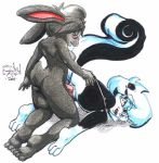 1_female 1_female_anthro 1_herm 1_herm_anthro 2_anthros 3_toes 5_fingers all_fours anal anal_penetration anthro anthro/anthro anthro_only anus ass ass_up duo female female/herm female_anthro female_anthro_skunk furry glasses hair herm herm_anthro herm_anthro_rabbit intersex kneeling lagomorph maxine nude penetration penis penis_in_pussy pussy rabbit raised_tail sabrina sawblade_(artist) sex skunk tail top-down_bottom-up vaginal_penetration