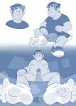 1boy 2025 alternate_version_available barley_lightfoot body_hair bulge drawthread_request elf elf_male erection facial_hair feet grin male male_feet male_foot_fetish male_only monochrome musky nude nude_male onward onward_(2020) shoes_removed smelly_feet smile socks sodabox solo_male spiked_bracelet sweat sweaty_socks