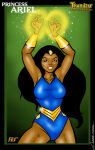alternate_version_available arm_bracers arms_up arms_up_over_head artist_name artist_signature big_breasts black_hair breasts brown_eyes forehead_jewel leotard looking_at_viewer pookieart pookieart_(artist) princess_ariel_(thundarr_the_barbarian) ruby-spears_productions thundarr_the_barbarian