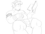 1boy aizenhower alternate_version_available barley_lightfoot book bulge chubby chubby_male elf elf_male facial_hair male male_only nipples onward onward_(2020) pixar reading reading_book sketch spiked_bracelet underwear