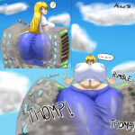 1girl anhur98 ass assquake big_ass big_breasts breasts city_destruction debris destruction earthquake falling_debris giantess gigantic_ass huge_ass huge_breasts