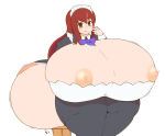 1girls ass ass_expansion big_ass big_breasts blush bow bowtie breast_expansion breast_growth breasts breasts_bigger_than_head brown_eyes brown_hair butt_expansion cleavage clothing dress fat_ass female_only gigantic_breasts headdress huge_ass hyper hyper_breasts large_ass large_butt licking_lips long_hair maid maid_headdress maid_uniform multicolored_hair nipple_slip nipples oukadan panties red_hair simple_background sitting smile solo_female stockings stool streaked_hair thick_thighs thighs tongue tongue_out undersized_clothes underwear wide_hips
