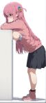 ai_generated bare_thighs big_breasts blue_eyes blush bocchi_the_rock! breast_squeeze breasts_out gotou_hitori hair_ornament huge_breasts huge_thighs light-skinned_female light_skin long_hair pink_hair solo_female squatting sweat sweatdrop thick_body thick_female thick_thighs thighs track_jacket voluptuous voluptuous_female