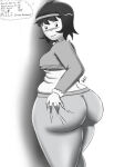  1girls 2d_(artwork) 2d_artwork artist_name artist_signature ass ass_grab bbw big_ass blush blushing_female breasts bxblazexd caillou_(series) clothing digital_media_(artwork) doris_(caillou) female from_behind grabbing_own_ass hairband hourglass_figure huge_ass looking_back medium_breasts midriff milf mommy monochrome pants short_hair thick_thighs thighs under_boob undersized_clothes weight_conscious wide_hips 