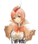 1girl :d armor beret blush bow bowtie breasts brown_eyes capelet cleavage cleavage_cutout cloak feathers hat hat_feather open_mouth pink_hair red_hair seena_kanon sega shining_(series) shining_wind short_hair simple_background smile solo taka_tony taka_tony_(artist) takayuki_tanaka takayuki_tanaka_(artist) tanaka_takayuki tanaka_takayuki_(artist) tony_taka tony_taka_(artist) white_background