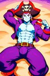  1boy bulge bulge_through_clothing genderswap genderswap_(mtf) male_focus muscular_male pirate red_eyes risky_boots shantae shantae_(character) shantae_(series) violet_hair violet_skin 