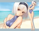 1280x1024 1girl art beach female female_only swimsuit white_hair