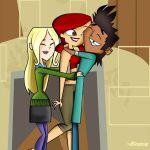 blonde_hair braided_hair cartoon_network dark-skinned_male dark_skin dawn_(tdi) hourglass_figure light-skinned_female mike_(tdi) red_hair red_lipstick redhead teeth thick_ass thick_legs thick_thighs tooth_gap total_drama_island zoey_(tdi)