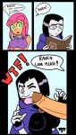  dc_comics dcau female futanari huge_penis implied_futanari nipples_through_clothes penis_on_face penis_slap raven_(dc) starfire teen_titans teen_titans_go threetwigs 