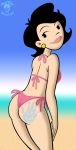 american_dragon:_jake_long ass beach bigtyme bikini black_hair disney earring lipstick looking_back short_hair side-tie_bikini susan_long