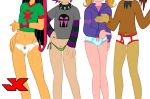 black_hair blonde_hair blue_panties bow_panties bracelet brown_hair cameltoe green_panties jk jody_irwin juniper_lee lila long_hair ophelia_ramirez panties printed_panties pubic_hair purple_hair short_hair side-tie_panties the_life_and_times_of_juniper_lee thong