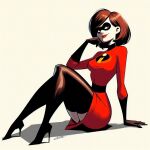  ai_generated brown_hair disney elastigirl gloves long_boots long_sleeves miniskirt pixar red_lipstick short_hair the_incredibles 