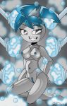 blue_hair breasts jenny_wakeman my_life_as_a_teenage_robot nipple nude robot shower smile washing x^j^kny x^j^kny_(artist) xj-9