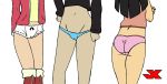  3girls aelita_schaeffer black_hair blue_panties boots bow_panties code_lyoko elisabeth_delmas hair jk long_hair multiple_girls panties pink_panties sissi_delmas thong yumi_ishiyama 