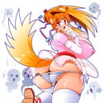  animal_ears ass big_ass big_breasts breasts cat_demon corpse_princess embarrassing flesh_backbone ghost hair horny lipstick neko nipple panty_pull pussy shikabane_hime 