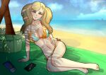  1girl alluring ann_takamaki athletic_female beach big_breasts bikini blonde_hair blue_eyes date female_only fit_female looking_at_viewer madanthony1 persona persona_5 persona_5_royal summer swimsuit 