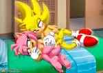  amy_rose anal balls bbmbbf blush breasts feet hand_on_ass moan mobius_unleashed palcomix penis pink_fur pussy sega soles sonic_(series) sonic_the_hedgehog sonic_the_hedgehog_(series) spoon_position spooning super_sonic toes yellow_fur 