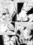  ball_gag big_breasts bondage chris_(sm_comics_artist) comic fellatio french_text jane&#039;s_training le_dressage_de_jane monochrome thigh_high_boots 