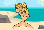 amiree beach big_breasts blonde_hair breasts bridgette_(tdi) cartoon_network green_eyes hairband hairless_pussy hourglass_figure light-skinned_female long_blonde_hair long_hair nipple nude ponytail pussy smile solo surfer_girl tan tan_line thick_ass thick_legs thick_thighs total_drama_island